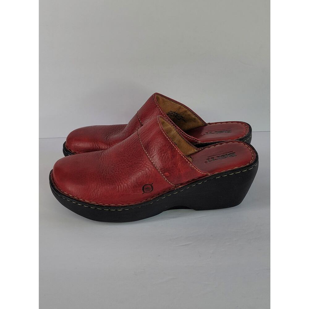Born Red Leather Slip On Clogs Mules Shoes in Women's Size 8 US / 39 EU - Picture 5 of 10
